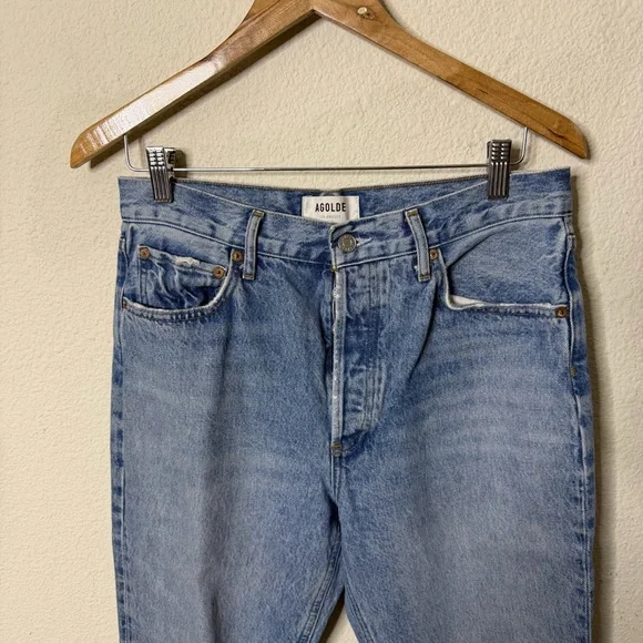 Agolde Riley Crop High Rise Straight Jeans Haven Womens Blue Size 29 - Picture 4 of 8